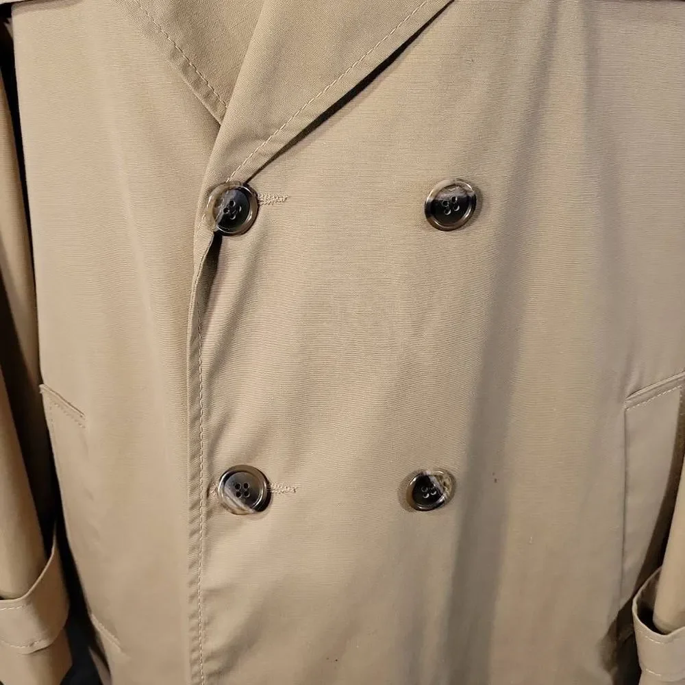 Trench coat Vintage Men's Large 42 Regular Long‎ Tan Double Breasted Coat